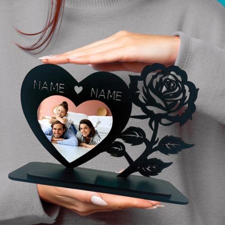 Herz Foto personalisiert Namen Mit Foto auf Holz gedruckt - Hochzeitsgeschenk Liebesgeschenk Herz Individuelles Geschenk zur