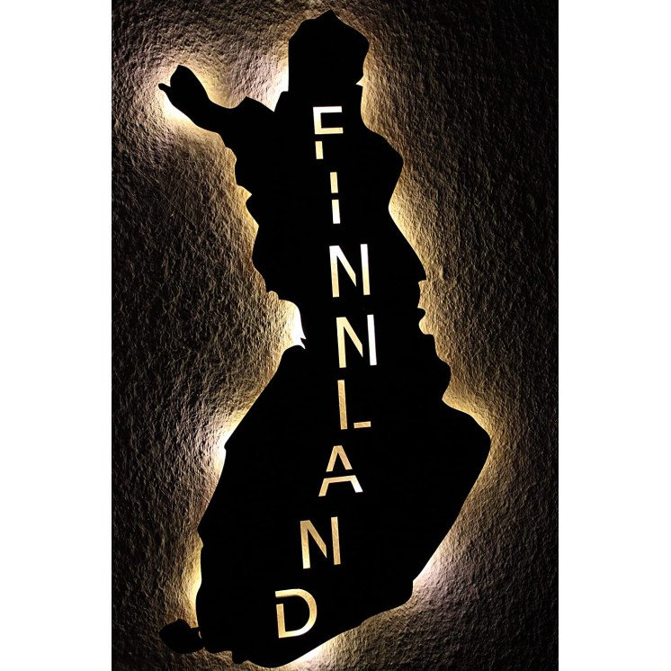 Finnland personalisiert mit Wunschtext Map of Finland Suomi Lasergravur LED Schlummerlicht