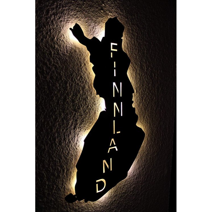 Finnland personalisiert mit Wunschtext Map of Finland Suomi Lasergravur LED Schlummerlicht