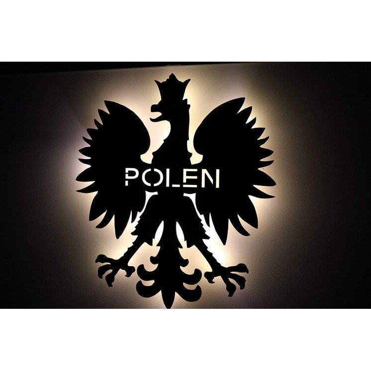 Polen - polnische Wappen - Lasergravur LED ˈpɔlska Wunschtext Schlummerlicht