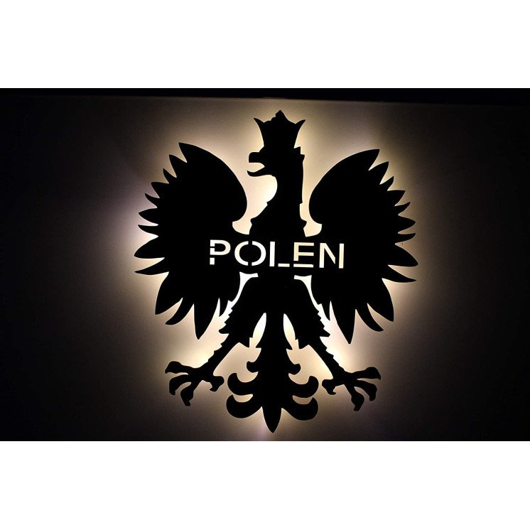 Polen - polnische Wappen - Lasergravur LED ˈpɔlska Wunschtext Schlummerlicht