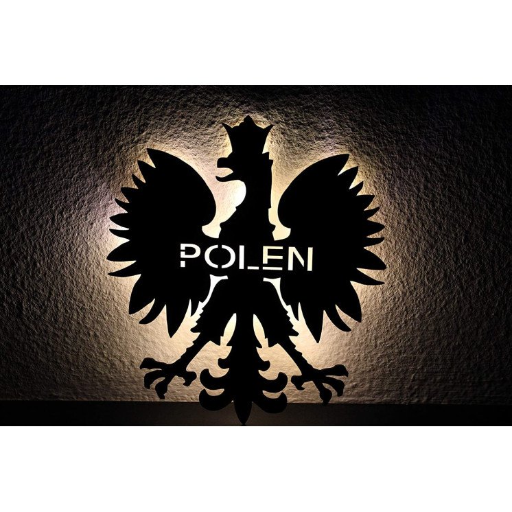 Polen - polnische Wappen - Lasergravur LED ˈpɔlska Wunschtext Schlummerlicht