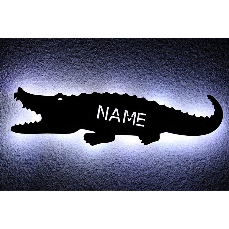 Krokodil Tier LED ,Spielzeug Alligator personalisiert mit Wunsch Namen Lasergravur