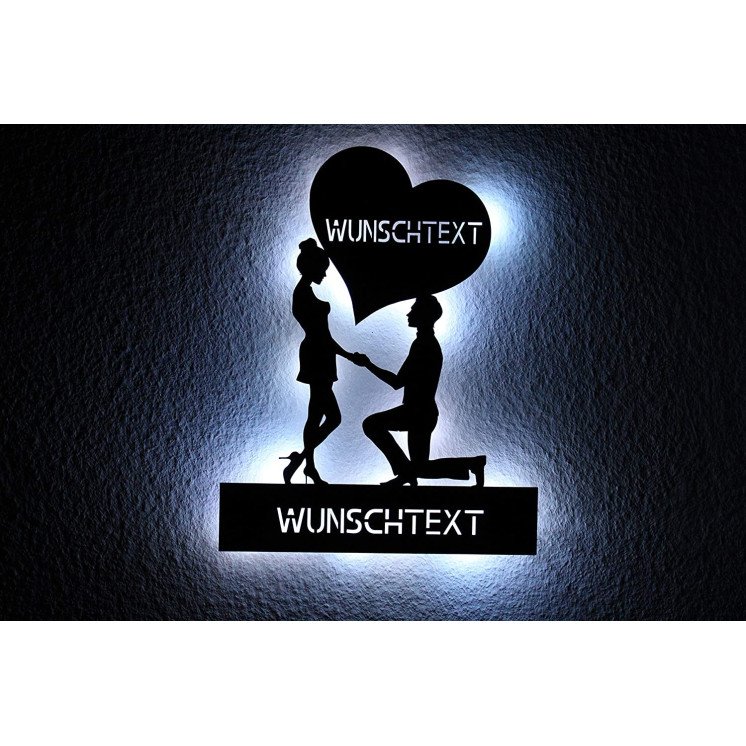 Liebespaar Liebessymbol Herz personalisiert mit Wunschtext Lasergravur LED Schlummerlicht