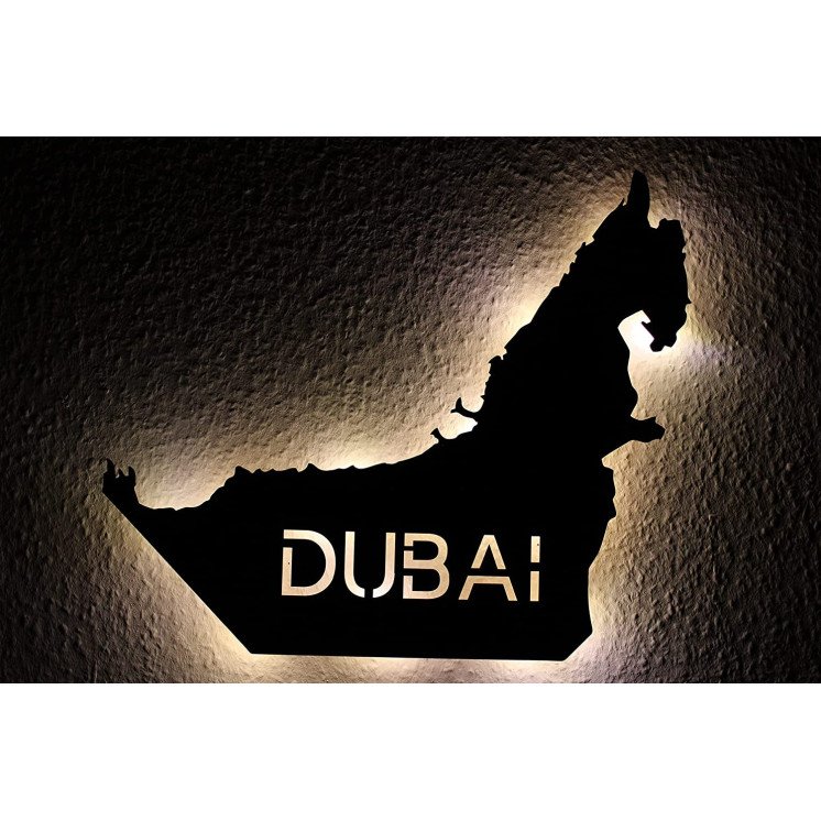 Dubai personalisiert mit Wunschtext دبي Lasergravur Led