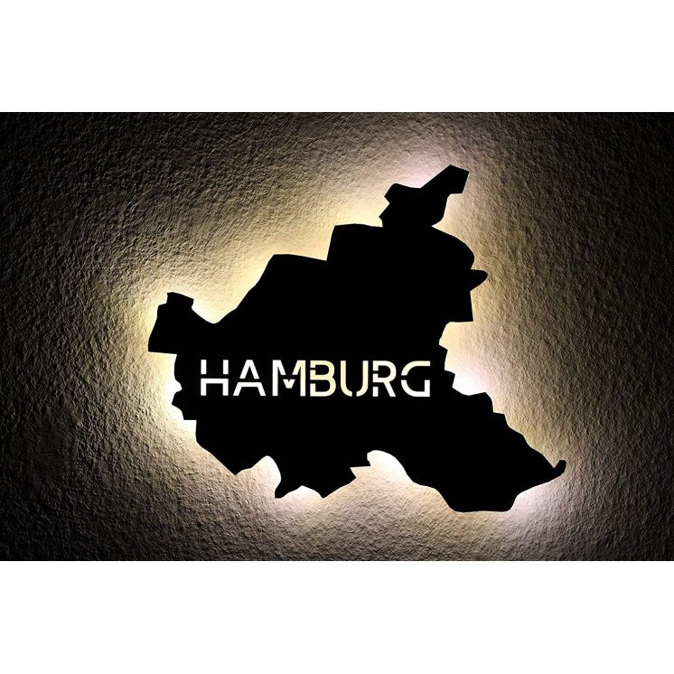 Led "Hamburg" personalisiert mit Wunschtext Lasergravur Schlummerlicht für Schlafzimmer Wohnzimmer Geschenk