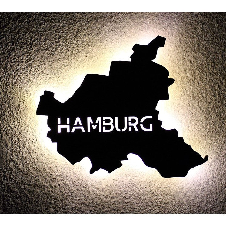 Led "Hamburg" personalisiert mit Wunschtext Lasergravur Schlummerlicht für Schlafzimmer Wohnzimmer Geschenk