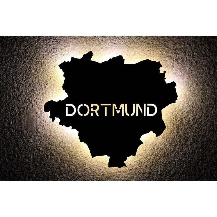 Led "Dortmund" personalisiert mit Wunschtext Lasergravur Schlummerlicht für Schlafzimmer Wohnzimmer Geschenk