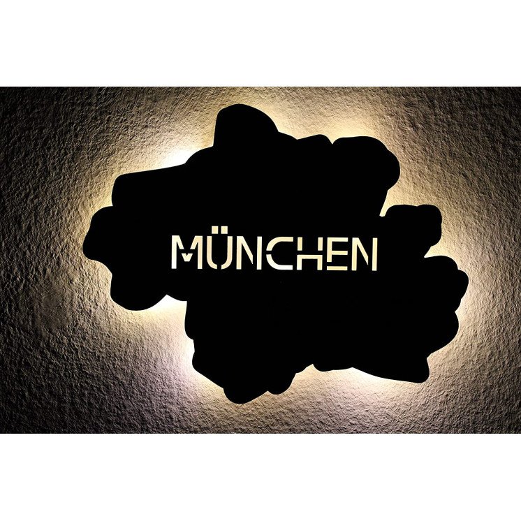 Led "München" personalisiert mit Wunschtext Lasergravur Schlummerlicht für Schlafzimmer Wohnzimmer Geschenk