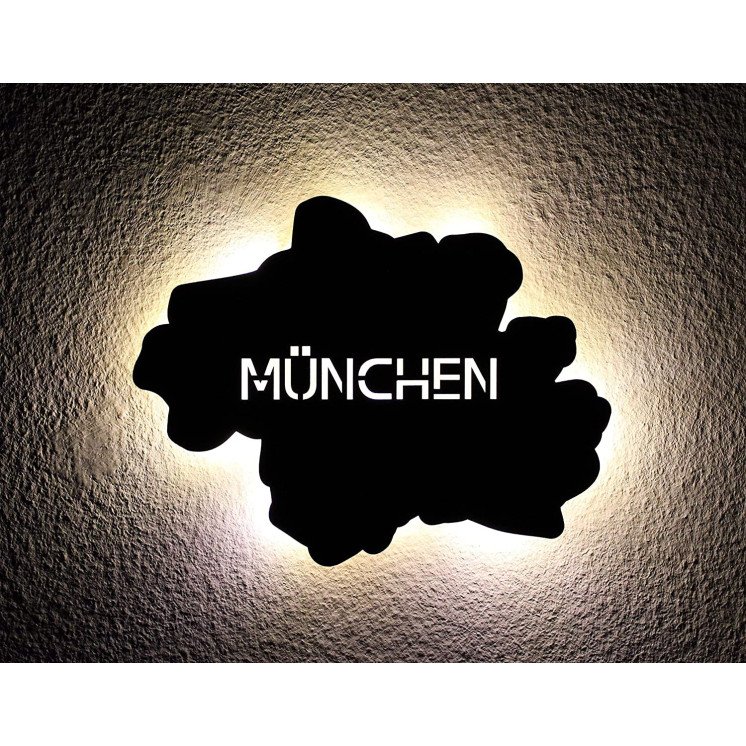 Led "München" personalisiert mit Wunschtext Lasergravur Schlummerlicht für Schlafzimmer Wohnzimmer Geschenk