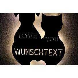 3D Love You Hund & Katze LED Schlummerlicht Lasergravur Nachtlicht Personalisiert mit Wunschtext Geschenk für Sie Ihn