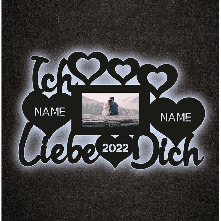 deko Schlummerlicht Nachtlicht Ich liebe dich Herzen mit Bilderrahmen