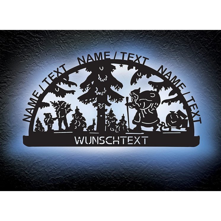 Weihnachten Lasergravur personalisiert mit bis zu 5 Namen Weihnachtsmann und Weihnachtsbaum