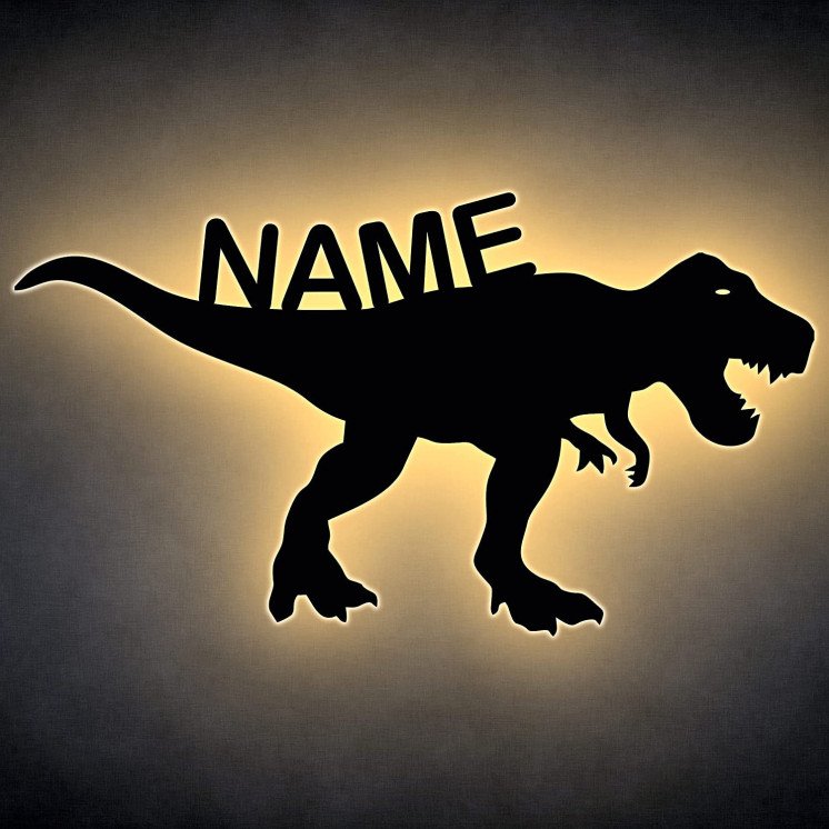 T-Rex Dinosaurier Spielzeug Tier LED Deko ,personalisiert mit Wunsch Namen Lasergravur