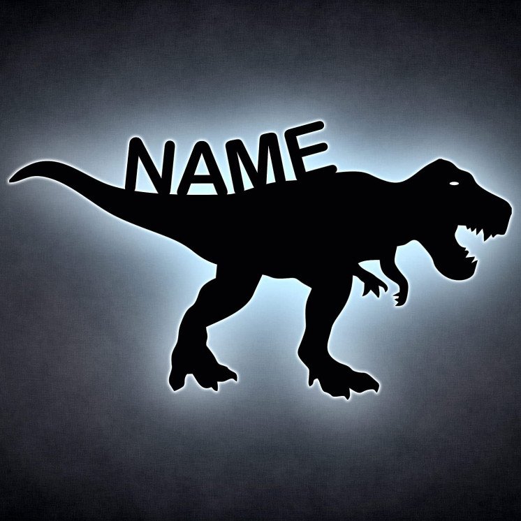 T-Rex Dinosaurier Spielzeug Tier LED Deko ,personalisiert mit Wunsch Namen Lasergravur