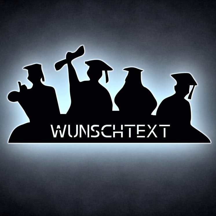 Abschlussfeier Studenten Schuler personalisiert mit Wunschtext Lasergravur Led Schlummerlicht