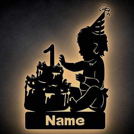 Geburtstagskind LED Deko Schlummerlicht Wandlicht Geburtstag Kinderlampe Birthday Wandlampe personalisiert mit Wunsch Name