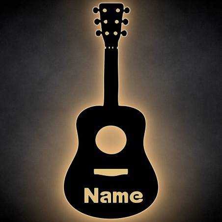 Gitarre LED Deko Schlummerlicht Nachtlicht Guitarre Wandlicht Wandlampe personalisiert mit Wunsch Name