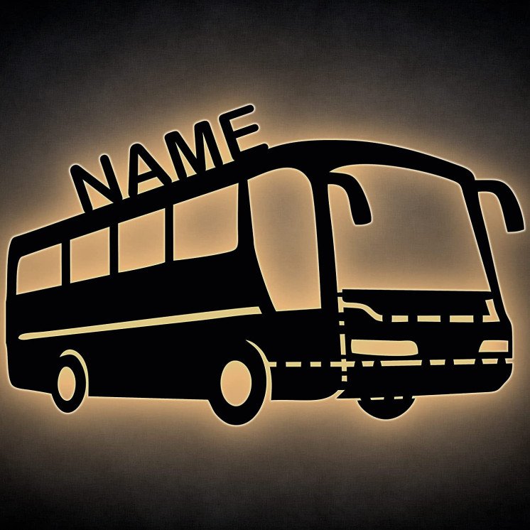 Bus LED Deko Schlummerlicht Nachtlicht Auto Wandlicht Wandlampe personalisiert mit Wunsch Name