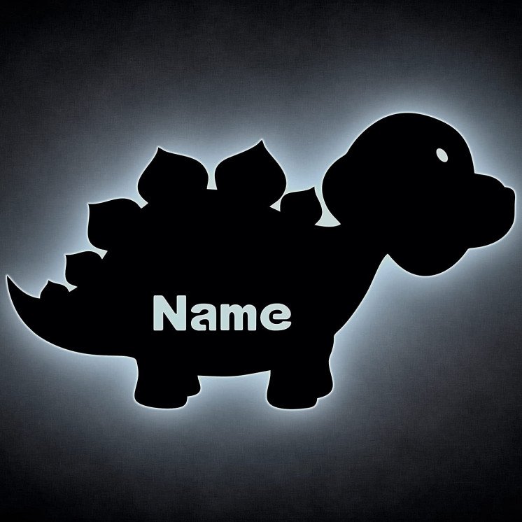 Dino LED Deko Schlummerlicht Nachtlicht Dinosaurier Wandlampe personalisiert mit Wunsch Name