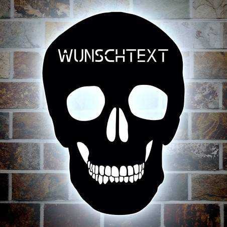 Schädel Schlummerlicht LED , Skull personalisiert mit Wunschtext Lasergravur Nachtlicht