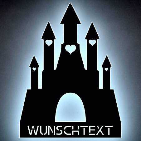 Traumschloss LED Schlummerlicht, Schloss personalisiert mit Wunschtext Lasergravur Nachtlicht