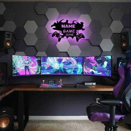 Led GAME ZONE Schild - Gamer Geschenkidee personalisiert Mit Name Zimmer Beleuchtung