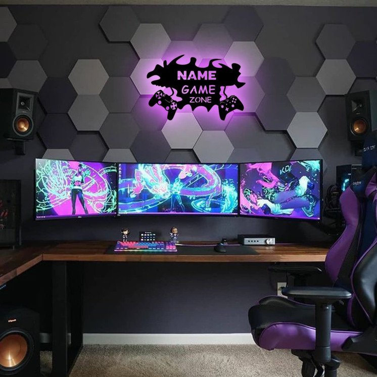 Led GAME ZONE Schild - Gamer Geschenkidee personalisiert Mit Name Zimmer Beleuchtung