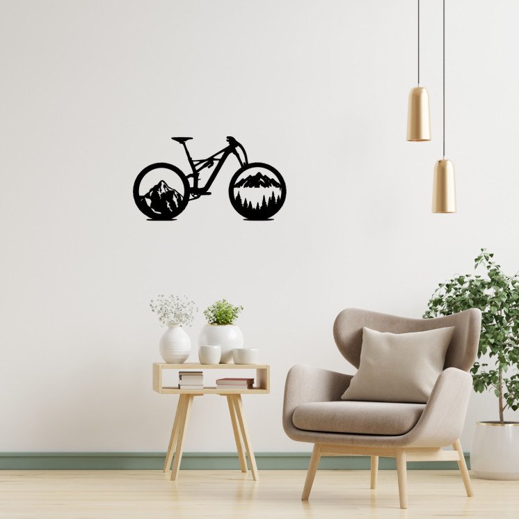 Fahrrad Wald Skyline LED Wandbild Leuchtschild Geschenke - Wand Lampe