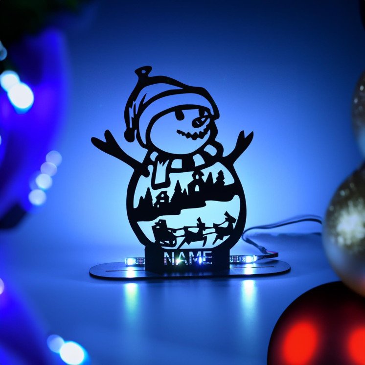 LEON FOLIEN Schneemann LED RGB personalisierte Merry Christmas Weihnachten Nachtlicht Schlummerlicht Tischdeko