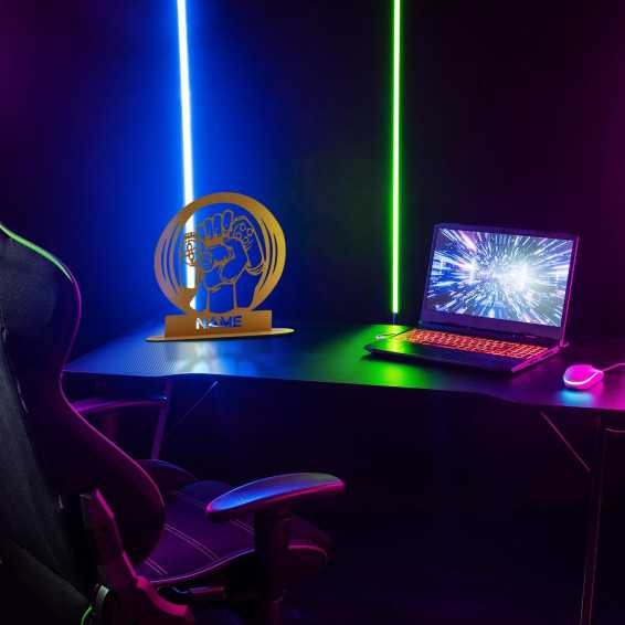 LEON FOLIEN LED RGB Tischdeko GAME ZONE Gamer Lampe personalisiert mit Namen für Kinder Jungs Mädchen Junge zum Geburtstag