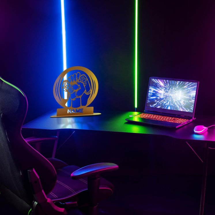 LEON FOLIEN LED RGB Tischdeko GAME ZONE Gamer Lampe personalisiert mit Namen für Kinder Jungs Mädchen Junge zum Geburtstag