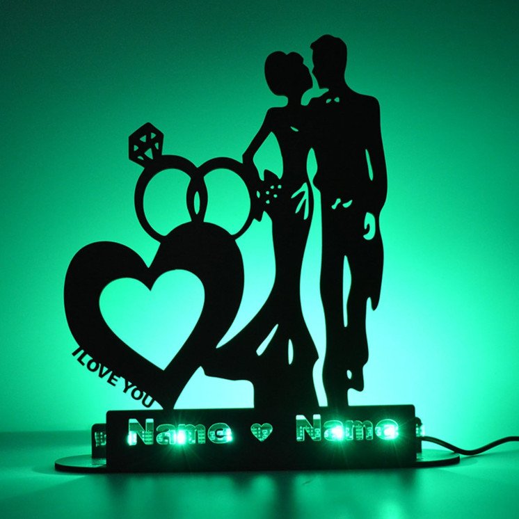 Tischdeko i Love You Herz ich Liebe Dich LED RGB Lampe personalisiert mit Namen zum Geburtstag Oder zur Hochzeit oder zum