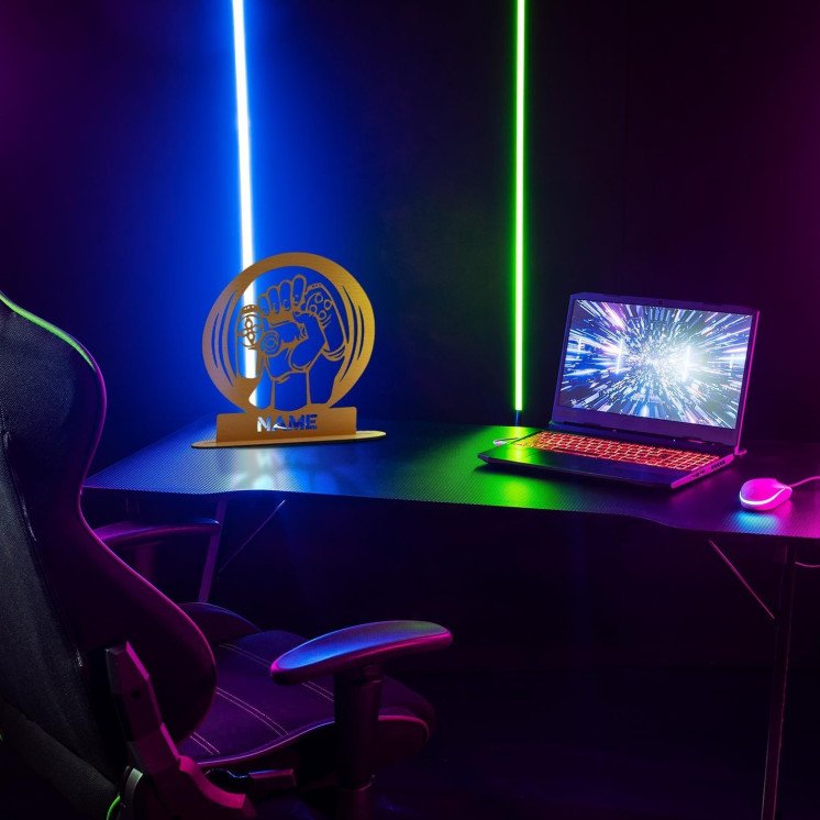 Controller in der Hand Gamer Led Tisch Deko Lampe Geschenke Tischdeko - personalisiert mit Namen Beleuchtung Nachtlicht Familie