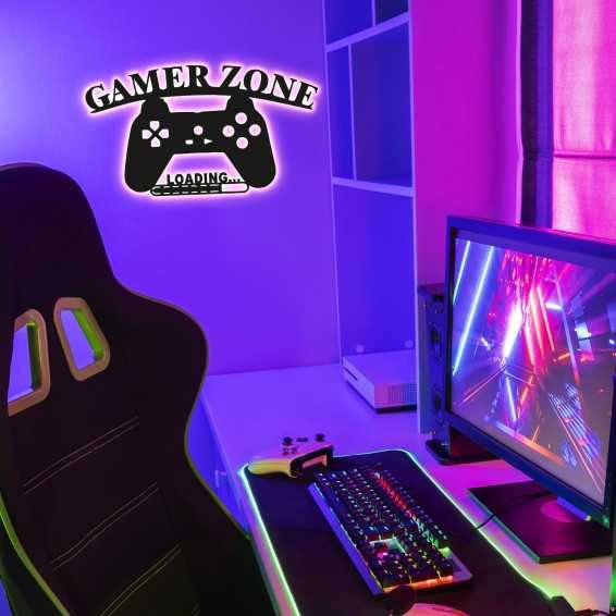 Gaming Zone LOADING ... Led Schild - Gamer Geschenkidee personalisiert Mit Name Zimmer Beleuchtung Wand Lampe - Zimmer Deko -