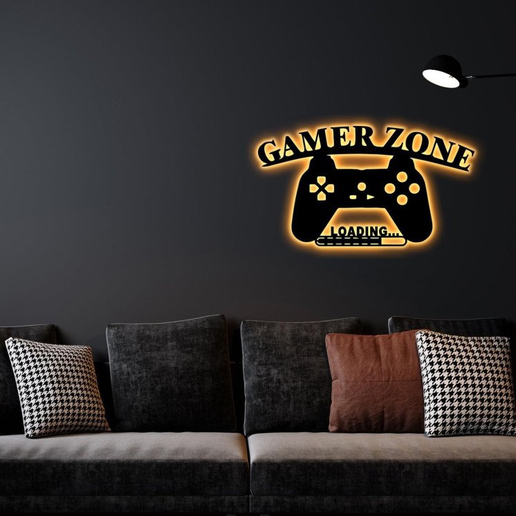 Gaming Zone LOADING ... Led Schild - Gamer Geschenkidee personalisiert Mit Name Zimmer Beleuchtung Wand Lampe - Zimmer Deko -