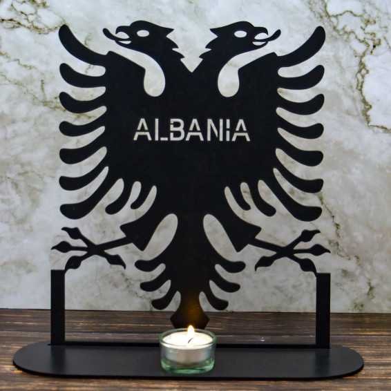 Albania Teelichthalter Kerzenständer, Personalisierte Mit Namen Geschenke - Albanische Doppeladler - Shqipërisë,Tischdeko Aus