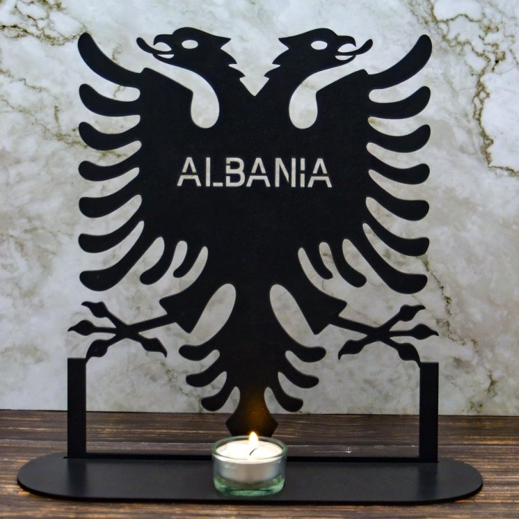 Albania Teelichthalter Kerzenständer, Personalisierte Mit Namen Geschenke - Albanische Doppeladler - Shqipërisë,Tischdeko Aus