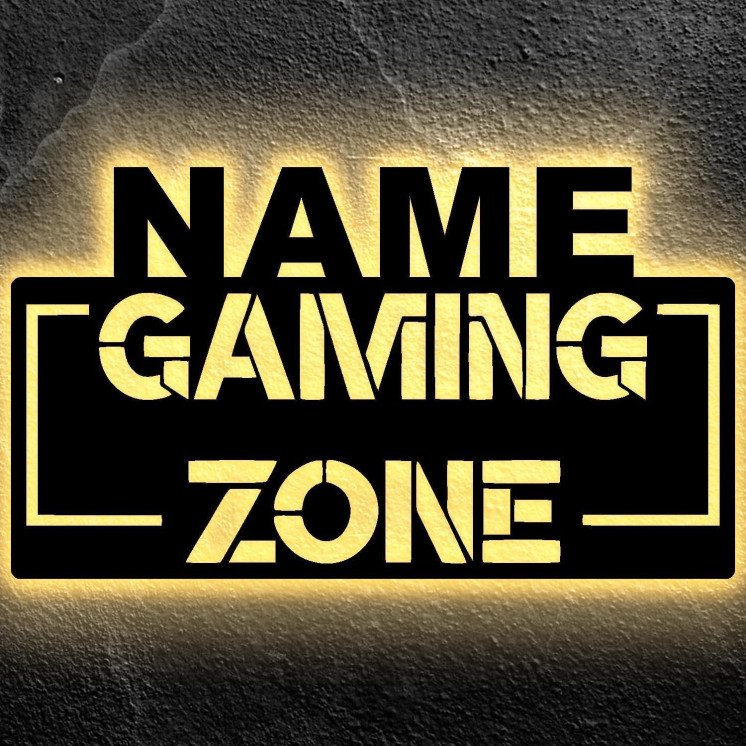 LEON FOLIEN Gaming Zone RGB Gamer Geschenke personalisiert Mit NAME I Zimmer Beleuchtung Wand Lampe in LED - für Videospiel Fans