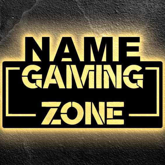 LEON FOLIEN Gaming Zone - Gamer Geschenke personalisiert I Zimmer Beleuchtung Wand Lampe in LED - für Videospiel Fans -