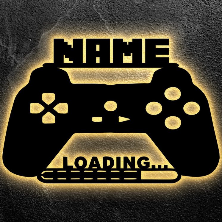 Gamer Geschenkidee personalisiert Mit Name Zimmer Beleuchtung Wand Lampe - Gaming Zone LOADING ... Led Schild - Zimmer Deko -