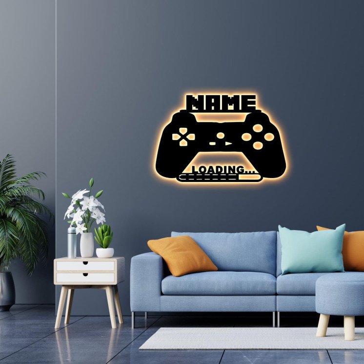 Gamer Geschenkidee personalisiert Mit Name Zimmer Beleuchtung Wand Lampe - Gaming Zone LOADING ... Led Schild - Zimmer Deko -