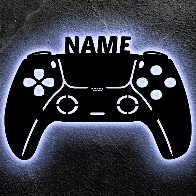 LEON FOLIEN Led Gaming Controller Lampe - Gaming Zimmer Deko - Wandlampe Mit Name - Personalisierte Wanddeko - Besondere