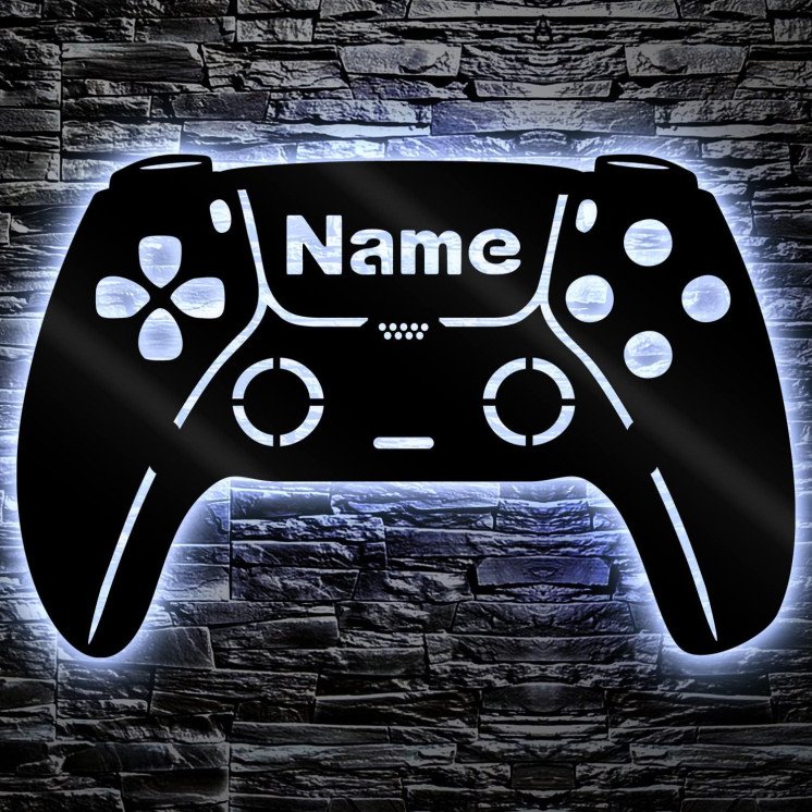 LEON FOLIEN Led Gaming Controller Lampe - Gaming Zimmer Deko - Wandlampe Mit Name - Personalisierte Wanddeko - Besondere