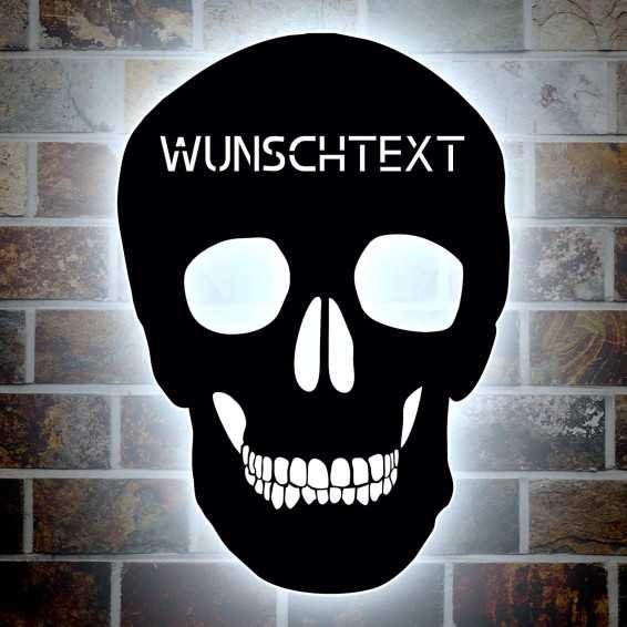 Schädel Schlummerlicht RGB led Skull personalisiert mit Wunschtext Lasergravur Nachtlicht für Schlafzimmer Wohnzimmer Geschenk