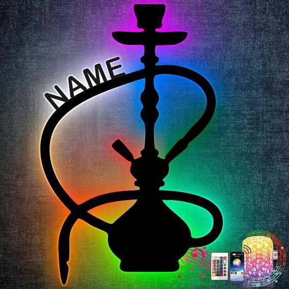 Shisha RGB,Wasserpfeife personalisiert mit Wunsch Namen Lasergravur Schischa Schlummerlicht Nachtlicht für Schlafzimmer