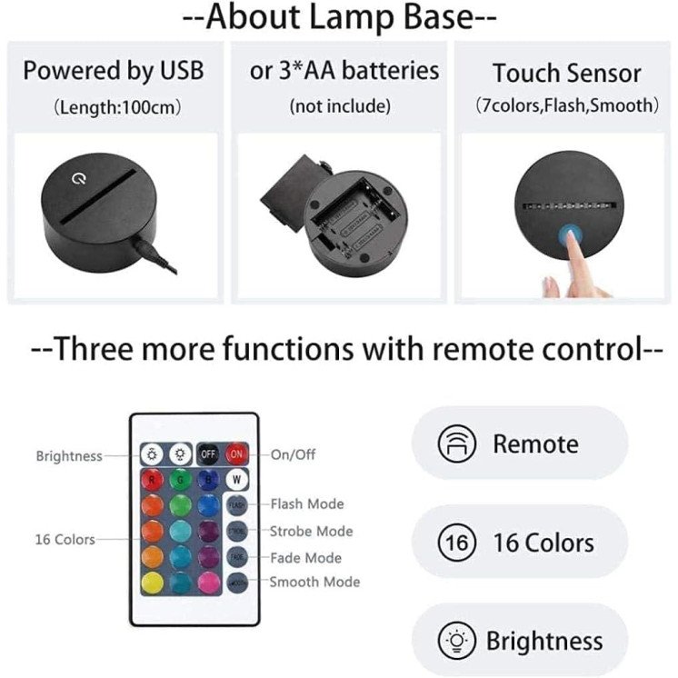 LEON - FOLIEN Weihnachten 3D Illusion Schneemann & -Frau Lampe Nachtlicht Tischlampe 16 Farben USB Touch Switch Led Licht