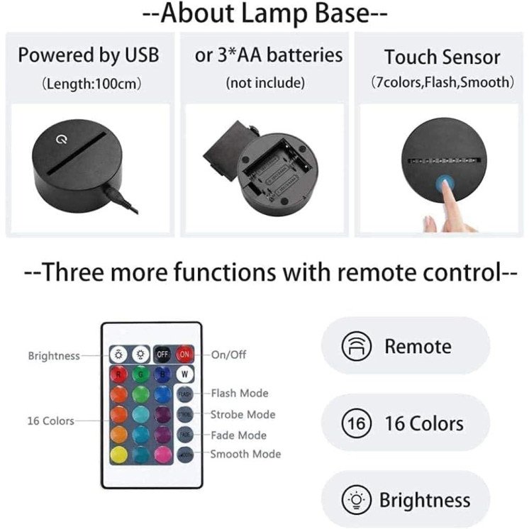 Weihnachtsmann 3D Illusion Lampe Nikolaus mit Wunschtext Tischlampe 16 Farben USB Touch Switch Led Licht Dekorationsideen für