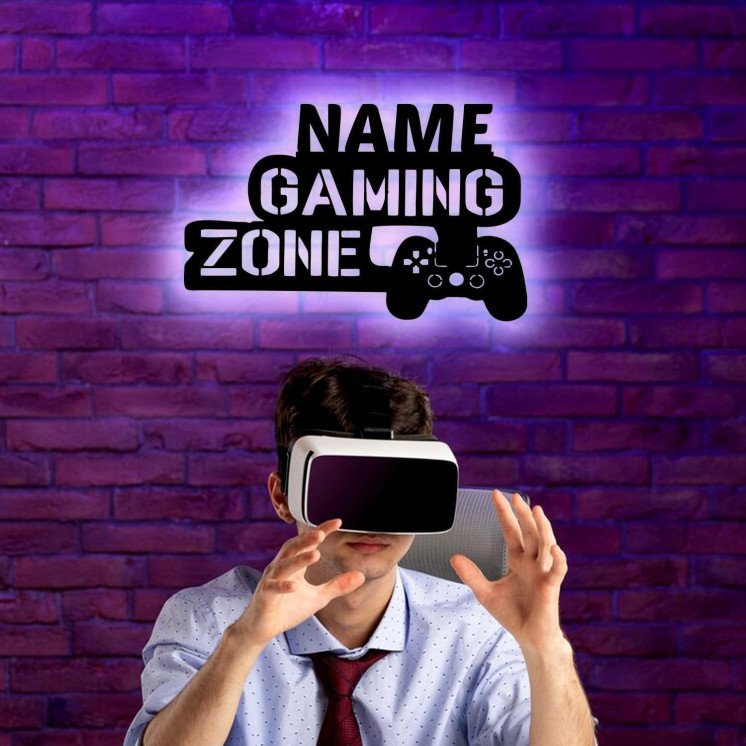 Led Gaming Zone Schild - RGB Gamer Geschenkidee personalisiert Mit Name Zimmer Beleuchtung Wand Lampe - Zimmer Deko - Besondere