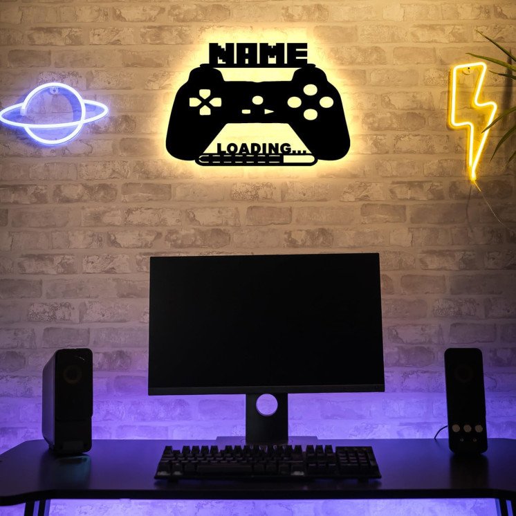 Gaming Zone LOADING ... Led Schild - RGB Gamer Geschenkidee personalisiert Mit Name Zimmer Beleuchtung Wand Lampe - Zimmer Deko